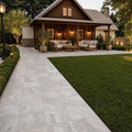 Silver Travertine 8x8 Tumbled 3CM Paver — Backyard patio