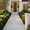 Silver Travertine 8x8 Tumbled 3CM Paver — Front Yard walkway