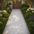 Silver Travertine 8x8 Tumbled 3CM Paver — Garden path