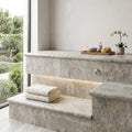 Silver Travertine Coping 12x24 Bullnose 3 cm pool coping — Spa spa overhang edge