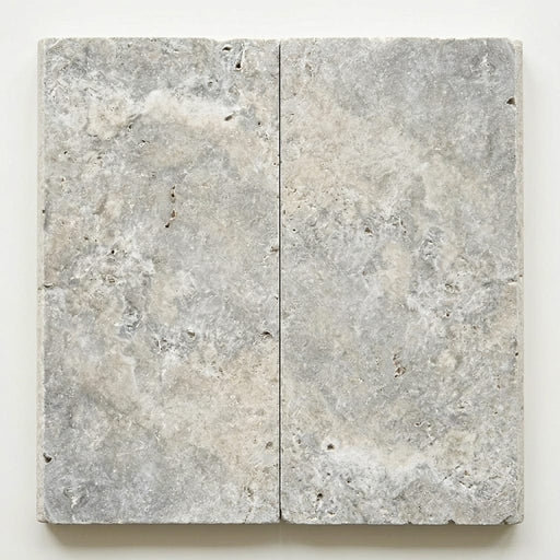 Silver Travertine Coping 12x24 Bullnose 5 cm close-up