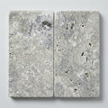 Silver Travertine Tumbled Bullnose Coping - 12x24, 2 in close-up