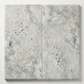 Silver Travertine Coping 12x24 Unfilled Honed Bullnose 2 inch close-up