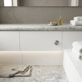 Silver Travertine Coping 12x24 Unfilled Honed Bullnose 2 inch pool coping — Spa spa overhang edge