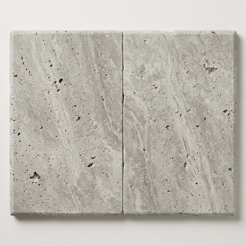 Silver Travertine Coping 16x24 Bullnose 3 cm close-up
