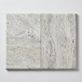 Travertine Coping - Silver, 16x24 Tumbled Bullnose, 2-in close-up