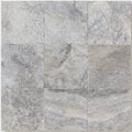 Silver Travertine Filled, Honed & Straight Edge 12 x 12 x 3/8 Cross Cut Tile 12x12 close-up