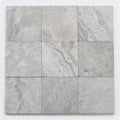 Silver Travertine Paver 12x12 Tumbled 1.25 inch close-up