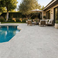 Silver Travertine Paver 12x24 Tumbled 1.25 inch — Backyard pool deck