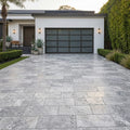 Silver Travertine Paver 12x24 Tumbled 2 inch — Front Yard driveway