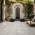 Silver Travertine Paver 16x16 Tumbled 1.25 inch — Courtyard paving