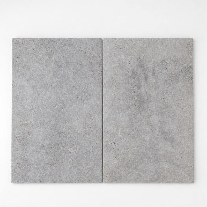 Silver Travertine Paver 16x24 Tumbled 1.25 inch close-up