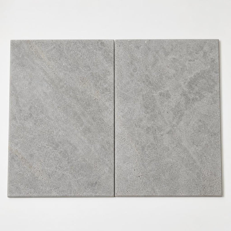 Silver Travertine Paver 16x24 Unfilled, Honed Beveled 2 inch close-up