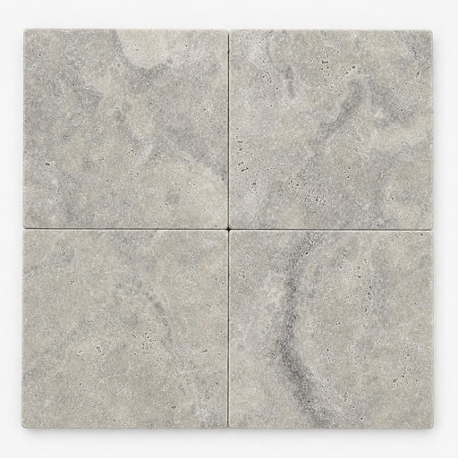 Silver Travertine Paver 18x18 Tumbled 1.25 inch close-up
