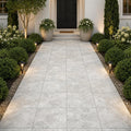 Silver Travertine Paver 18x18 Tumbled 1.25 inch — Front Yard walkway