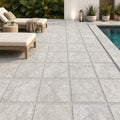 Silver Travertine Paver 24x24 Tumbled 1.25 inch — Backyard pool deck