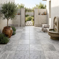 Silver Travertine Paver 24x24 Tumbled 1.25 inch — Courtyard paving