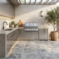 Silver Travertine Paver 24x24 Tumbled 1.25 inch — Outdoor Kitchen floor