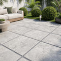 Silver Travertine Paver 24x24 Tumbled 2 inch — Backyard patio