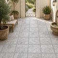 Silver Travertine Paver 24x24 Tumbled 2 inch — Courtyard paving