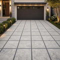 Silver Travertine Paver 24x24 Tumbled 2 inch — Front Yard driveway
