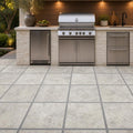 Silver Travertine Paver 24x24 Tumbled 2 inch — Outdoor Kitchen floor