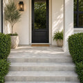 Silver Travertine Paver 6x6 Tumbled 1.25 inch — Front Yard front porch