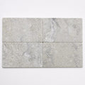 Silver Travertine Paver 8x16 Tumbled 1.25 inch close-up