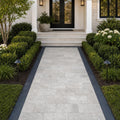 Silver Travertine Paver 8x16 Tumbled 1.25 inch — Front Yard walkway