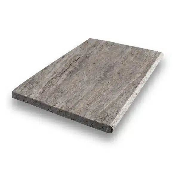 Silver Travertine Tumbled 16 x 24 x 1.25 Bullnose Coping