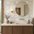 Silver Travertine Tile 12x24 Filled, Honed — Bathroom vanity wall