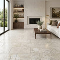 Silver Travertine Tile 12x24 Filled, Honed — Living Room floor