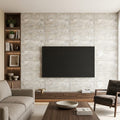 Silver Travertine Tile 12x24 Filled, Honed — Living Room feature wall
