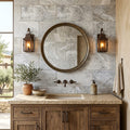 Silver Travertine Tile 12x24 Tumbled — Bathroom vanity wall