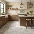 Silver Travertine Tile 12x24 Tumbled — Kitchen floor
