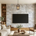 Silver Travertine Tile 12x24 Tumbled — Living Room feature wall