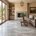 Silver Travertine Tile 12x24 Tumbled — Living Room floor