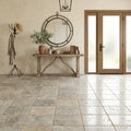Silver Travertine Tile 16x16 Tumbled — Foyer floor