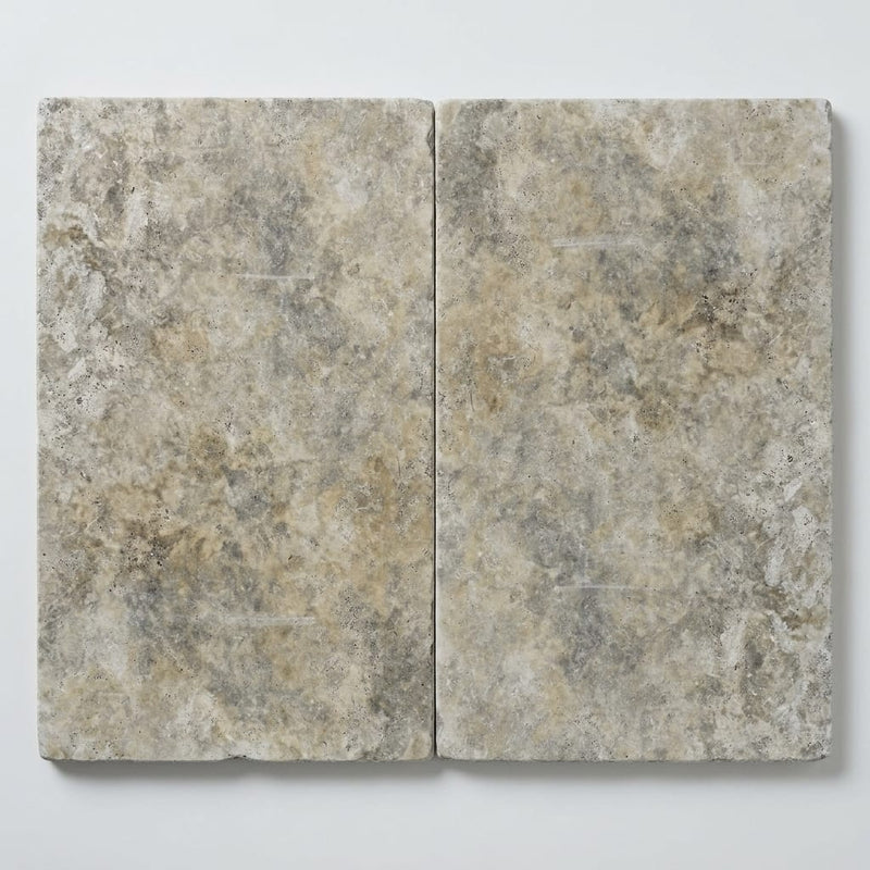 Silver Travertine Tile 16x24 Tumbled close-up