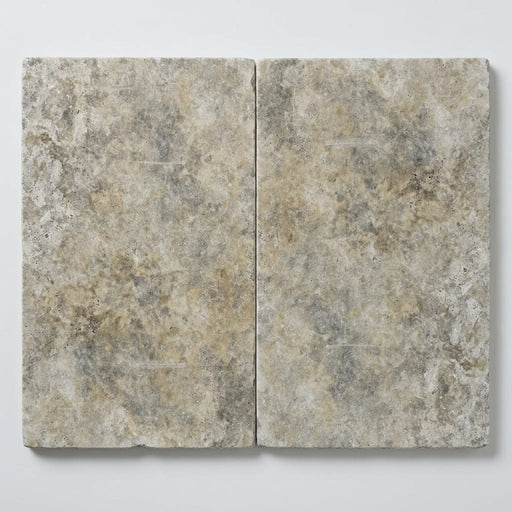 Silver Travertine Tile 16x24 Tumbled close-up