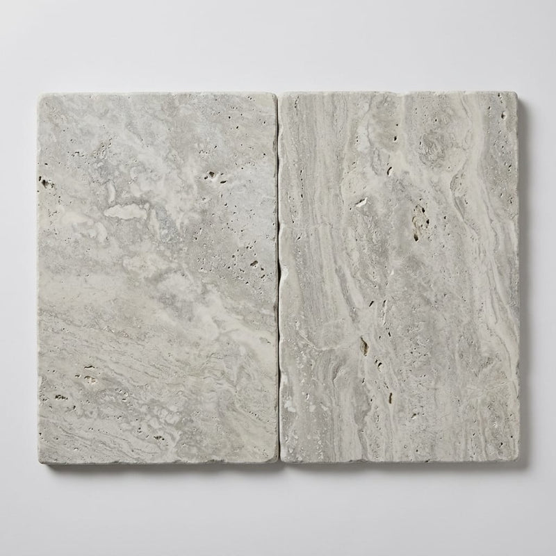 Silver Travertine Tile 16x24 Tumbled close-up