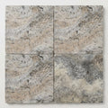 Silver Travertine Tile 18x18 Brushed Chiseled close-up