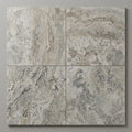Silver Travertine Tile 18x18 Honed, Filled close-up