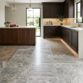 Silver Travertine Tile 18x18 Honed, Filled — Kitchen floor
