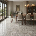 Silver Travertine Tile 18x18 Honed, Filled — Living Room floor