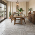 Silver Travertine Tile 18x18 Tumbled — Living Room floor