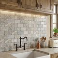 Silver Travertine Tile 3x6 Tumbled — Kitchen backsplash