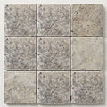 Silver Travertine Tile 4x4 Tumbled close-up