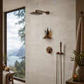 Silver Travertine Tile 6x12 Tumbled — Bathroom shower wall