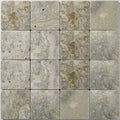 Silver Travertine Tile 6x6 Tumbled close-up